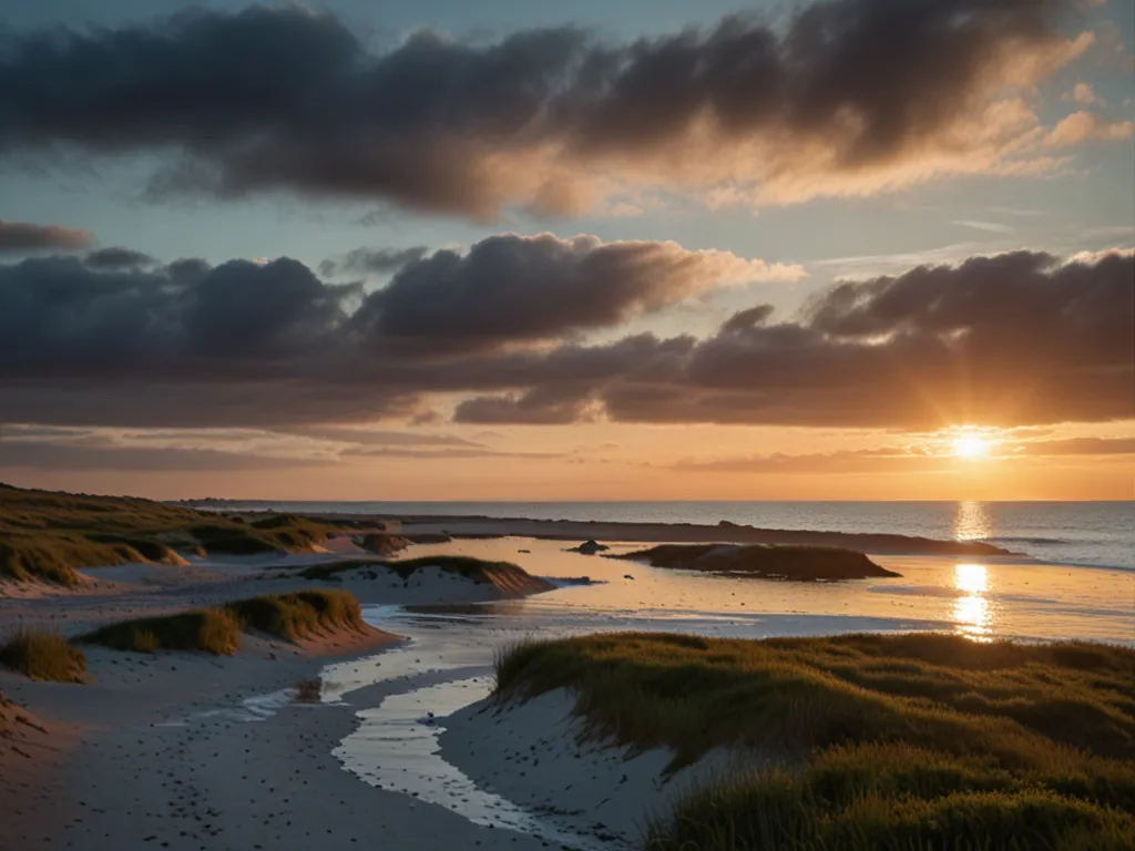 Dansk kystlandskab ved solopgang
